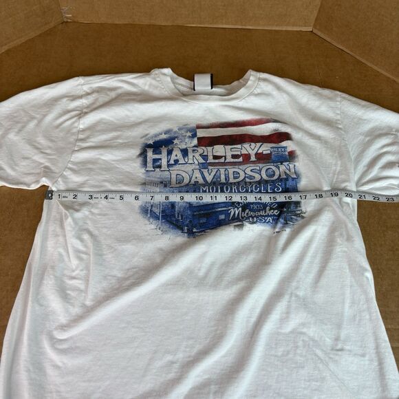 Harley Davidson Graphic T Shirt, XL, White, Skull, Flag, Ft Myers Fl - Picture 5 of 6